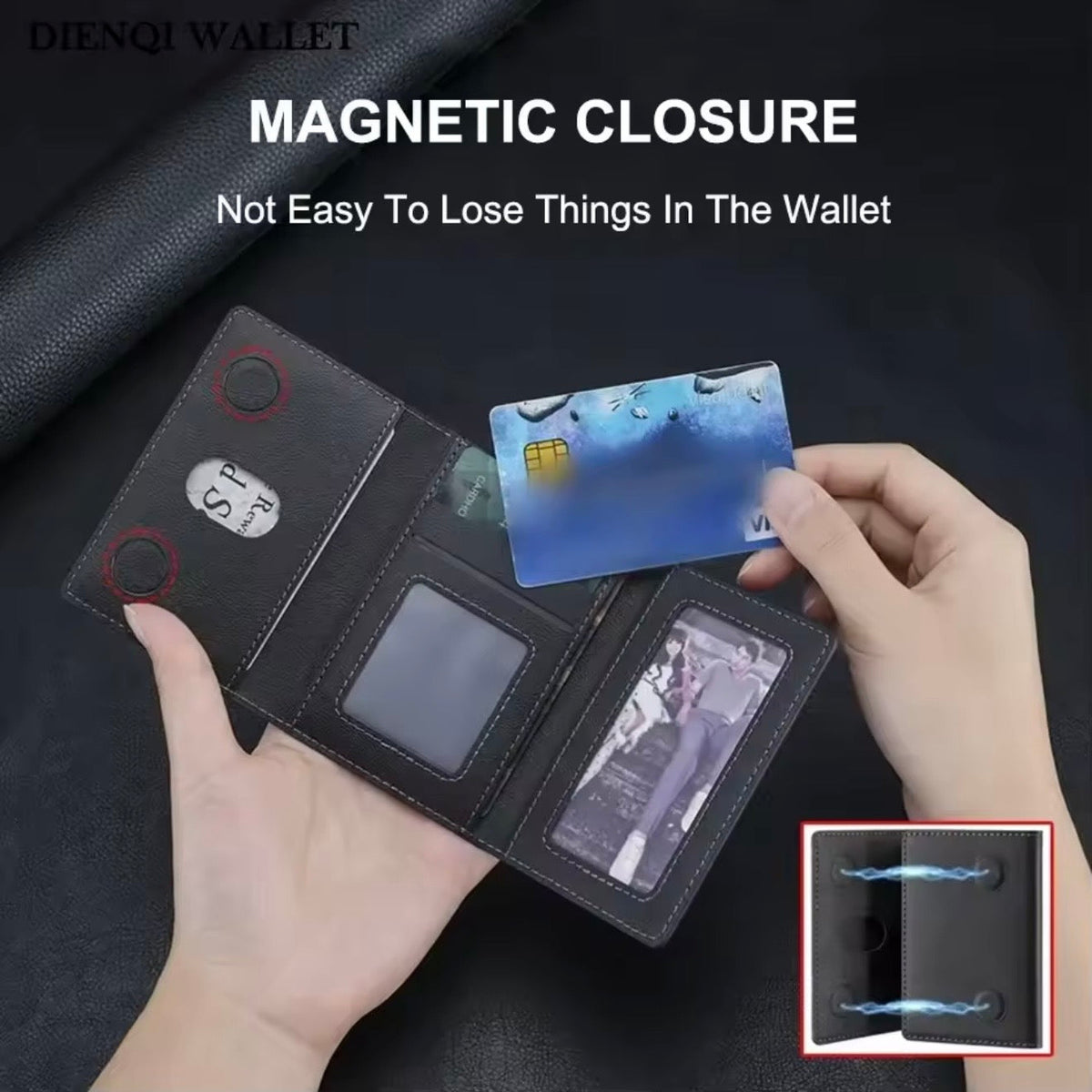Tri-Fold Slim MagSafe Leather Wallet With Stand