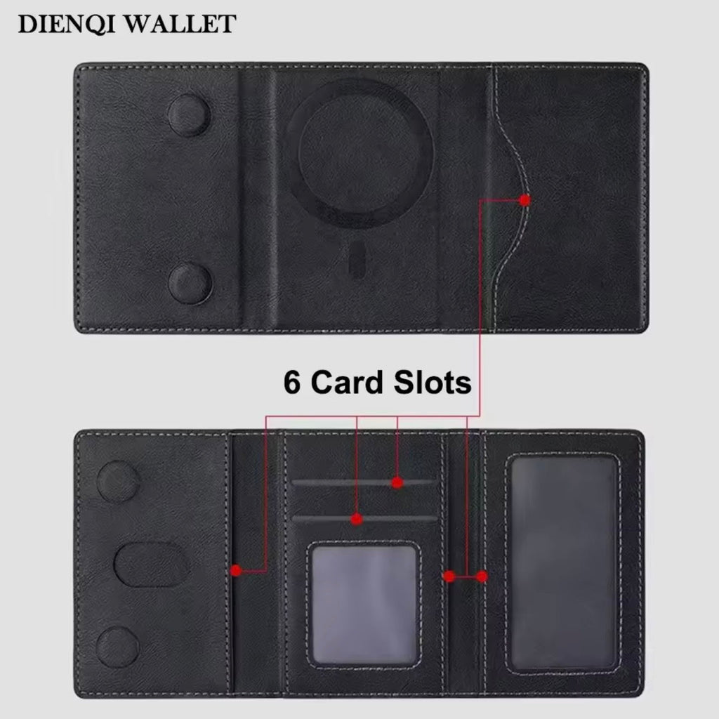 Tri-Fold Slim MagSafe Leather Wallet With Stand