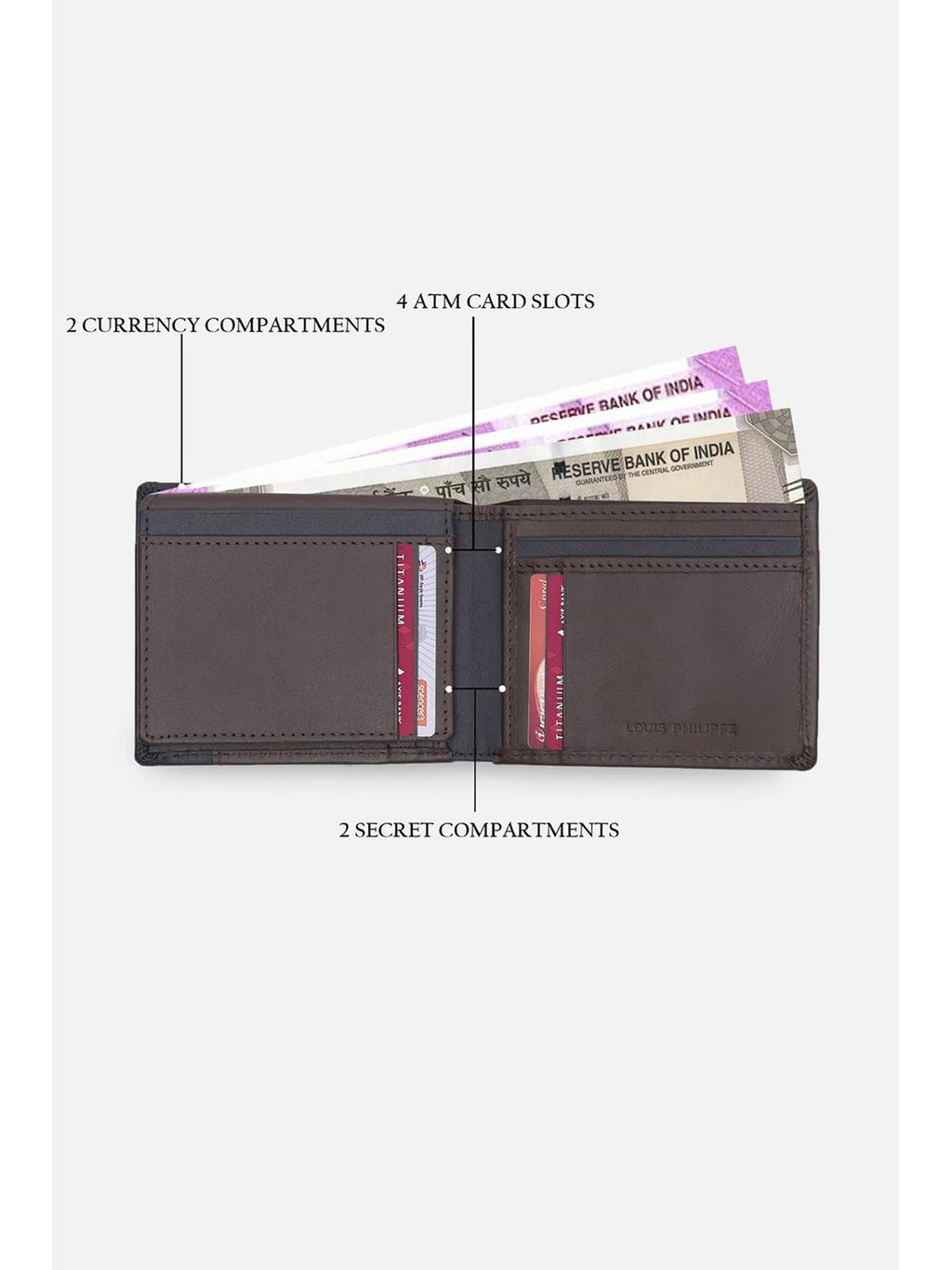Louis Philippe  Men Brown Colorblock Leather Wallet  (Free Size)