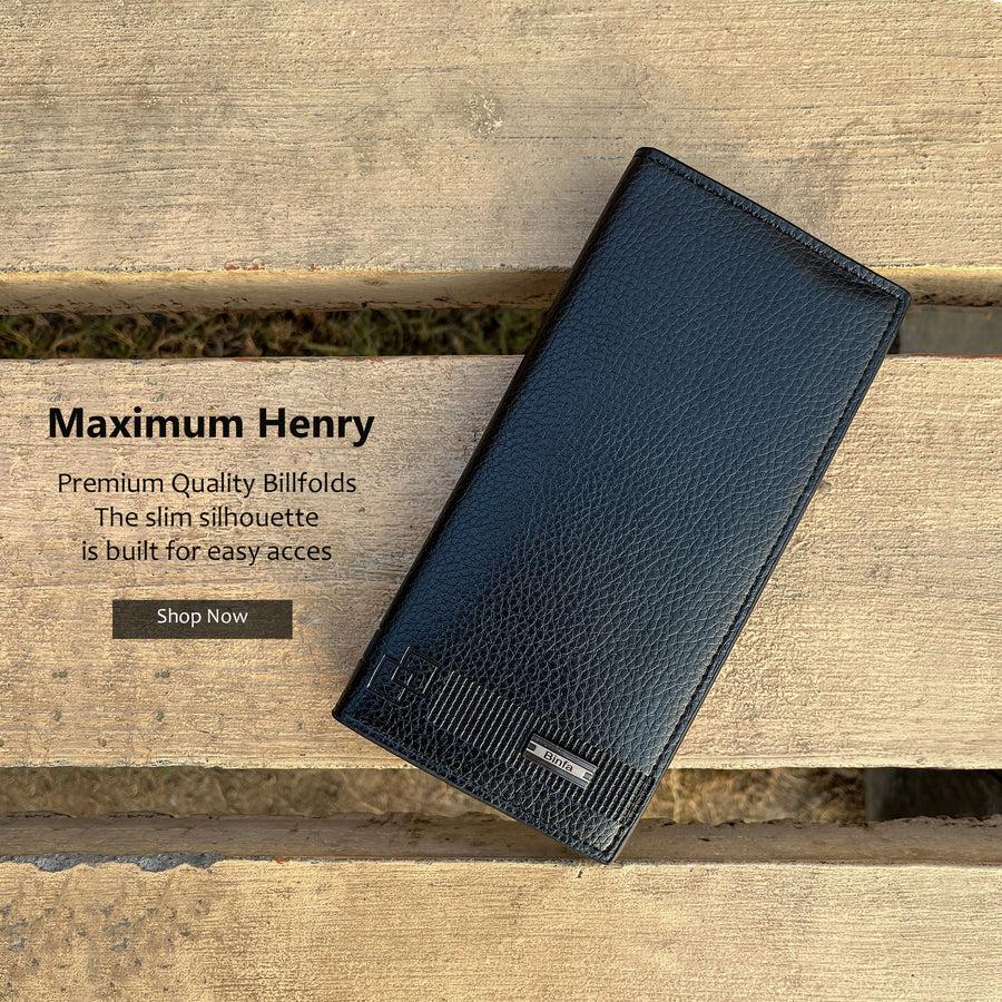 Premium Long Leather Wallet for Men – Slim Luxury Checkbook Style Black Wallet