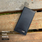 Premium Long Leather Wallet for Men – Slim Luxury Checkbook Style Black Wallet