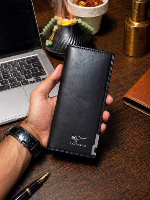 BADENROO Premium Vintage Leather Long Wallet for Men (allow open)