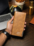 BADENROO Premium Vintage Leather Long Wallet for Men (allow open)